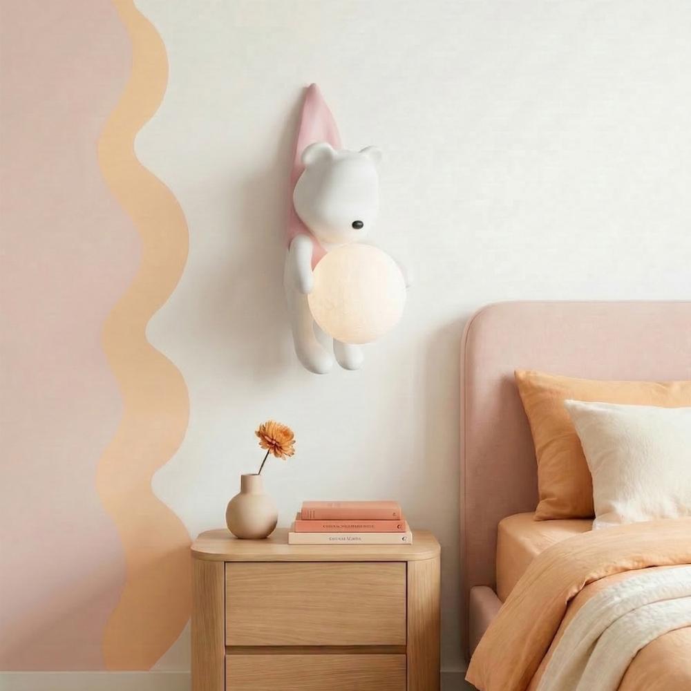 VÄGGLAMPA NALLE I TRÖJA G168-1W ROSA