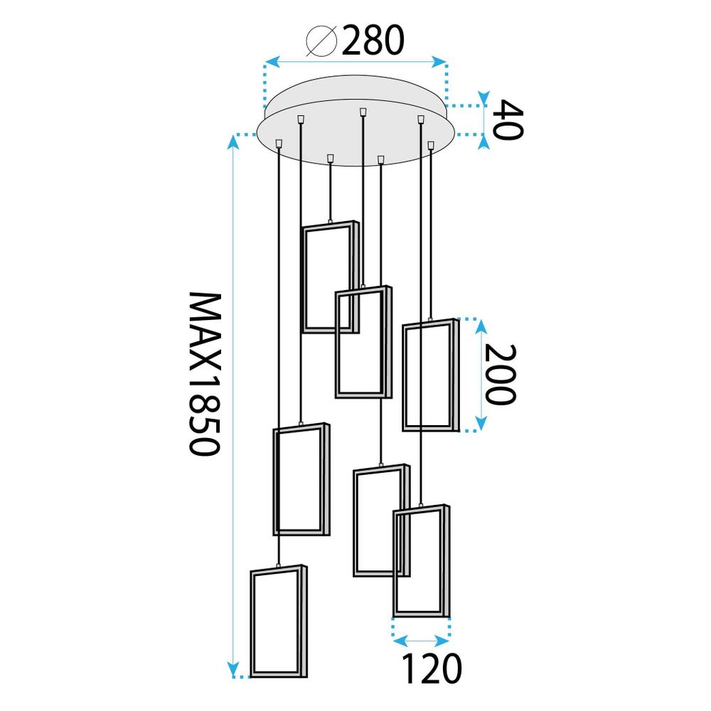 HÄNGENDE LED TAKLAMPA LHJ089-7CP SVART