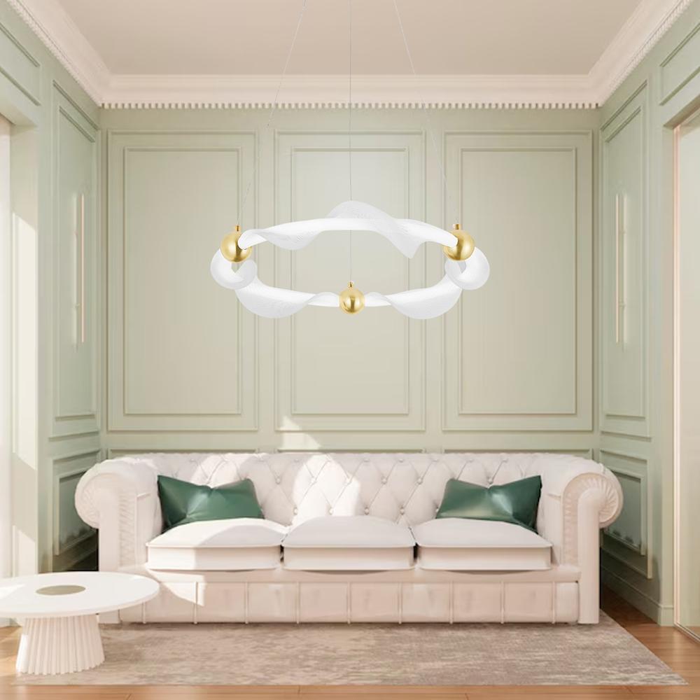HÄNGANDE LED-LAMPA G010-CP VIT/GULD