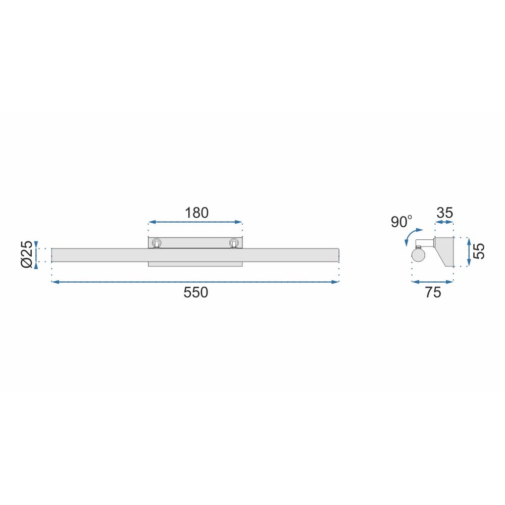 VÄGGLAMPA BADRUM LED ÖVER SPEGEL 7W 55CM APP362-1W