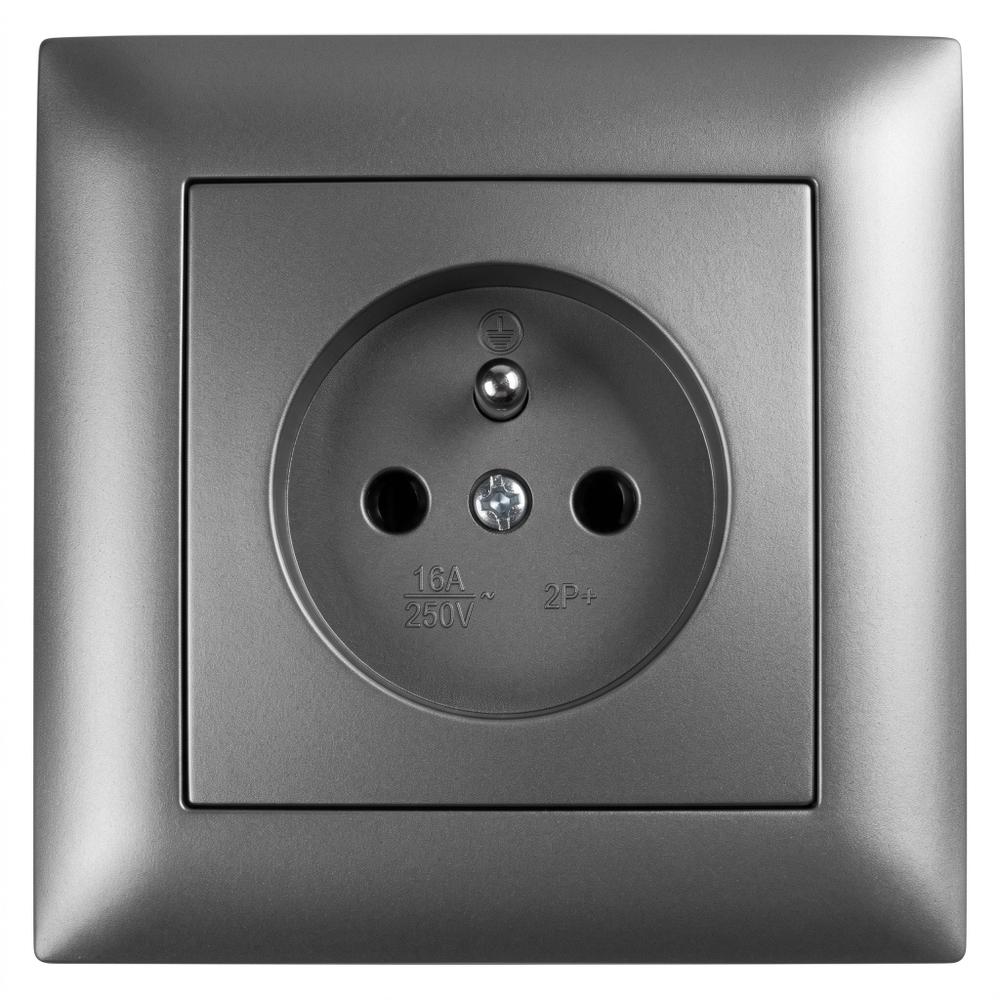 Single grounded socket with frame OSTE JNH001-G Grey