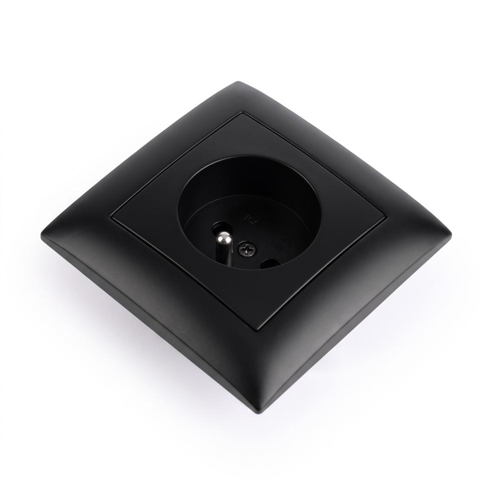 Single grounded socket with frame OSTE JNH001-G Black