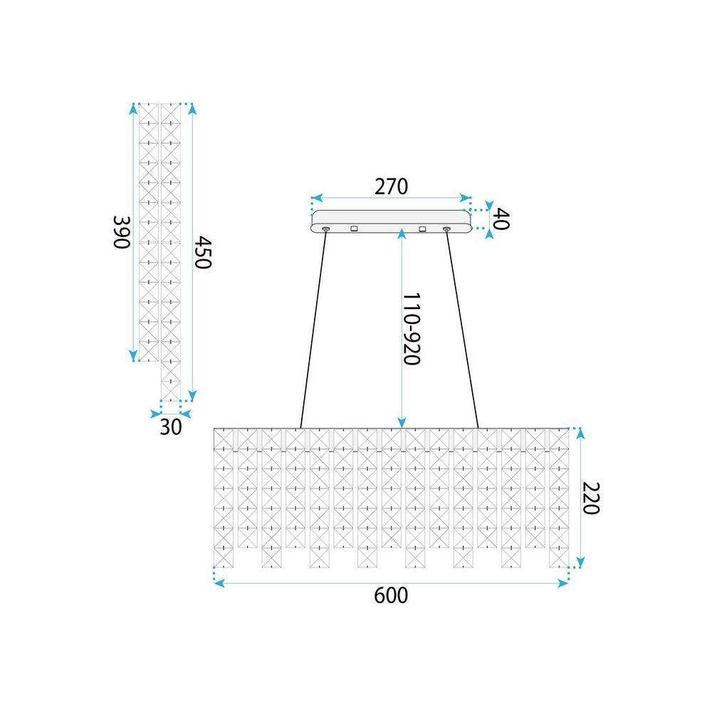 LED-kristall-pendellampa SWE073-CP 60cm Chrome