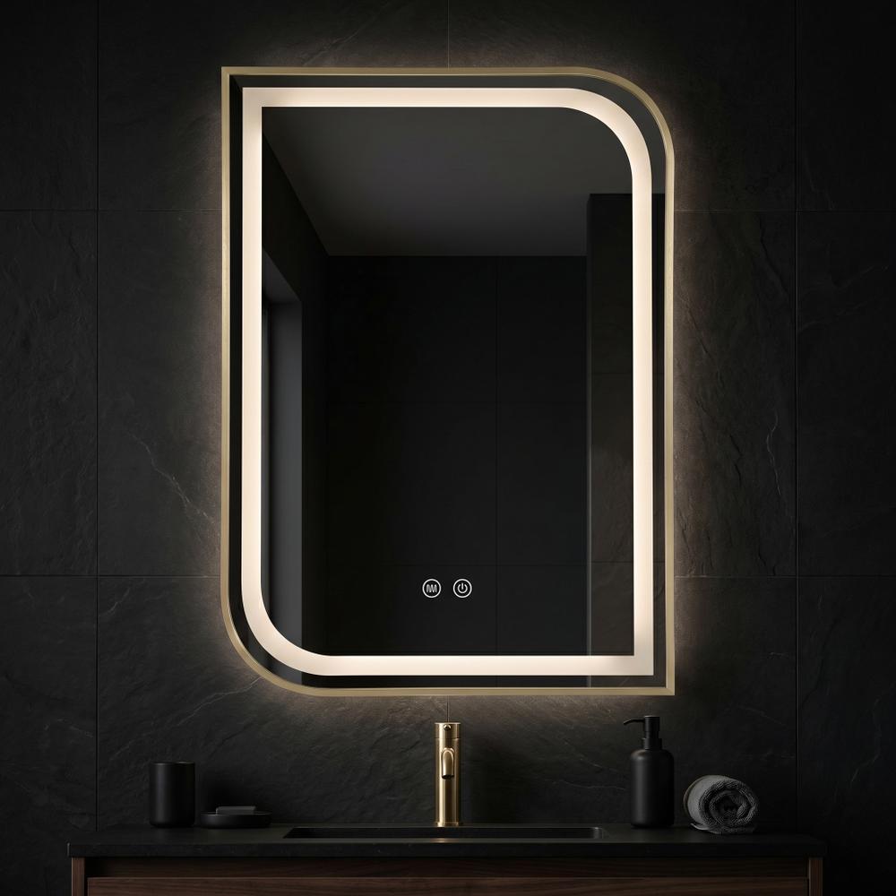 LED-VÄGGSPEGEL ZONE 70X50 BRUSH GOLD