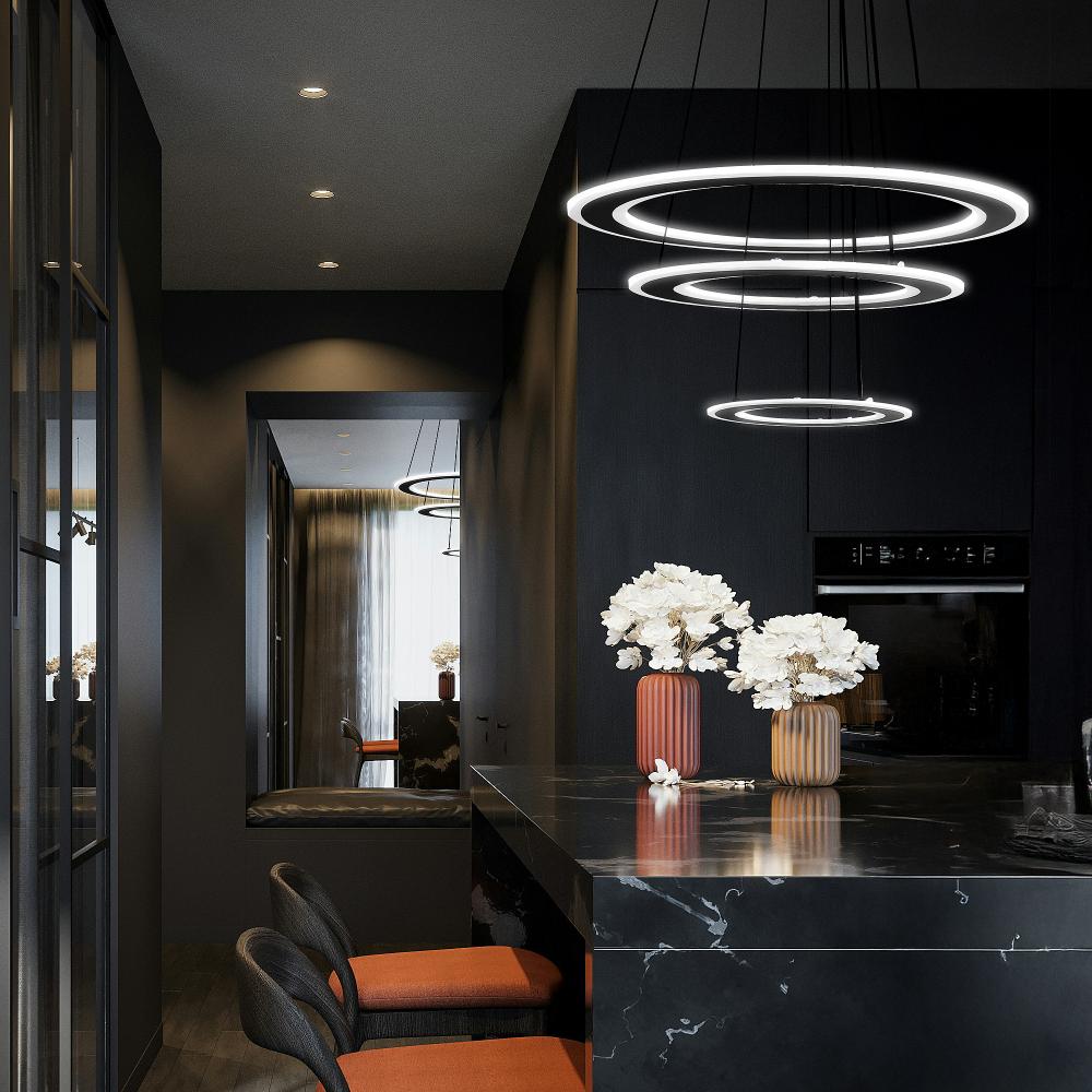HÄNGANDE LED-LAMPA G040-3CP SVART