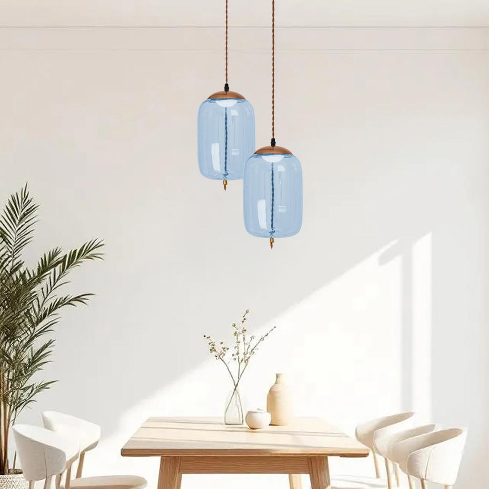 LED Glaspendellampa Tak APP443-CP Blå