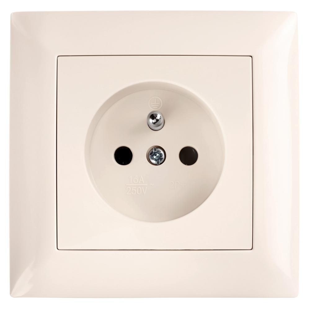 Single grounded socket with frame OSTE JNH001-G Beige