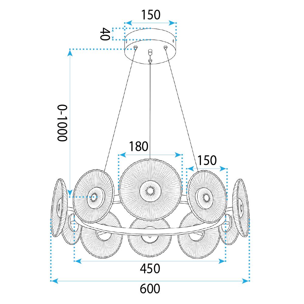 HÄNGANDE TAKLAMPA SWE071-CP 60cm GOLD
