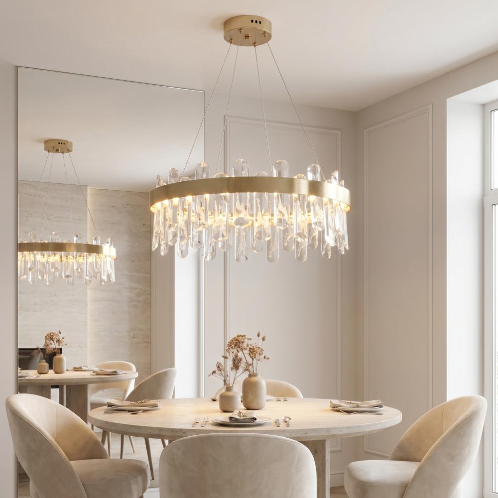 LED-kristall-pendellampa SWE074-1CP 50cm Brushed Gold