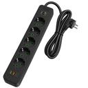Multipresa con prolunga, 5 prese + 2x USB-A + USB-C REA JNH022-5A Black