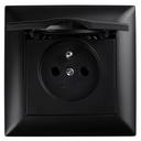 Единичен контакт със заземяване и капаче с рамка OSTE JNH005-G Black