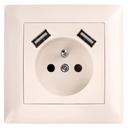 Ühekohaline maandusega pistikupesa + 2x USB-A OSTE JNH003-G Beige