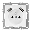 Ühekohaline maandusega pistikupesa + 2x USB-A OSTE JNH003-G White