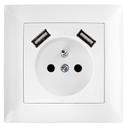 Ühekohaline maandusega pistikupesa + 2x USB-A OSTE JNH003-G White