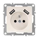 Single grounded socket + 2x USB-A OSTE JNH003-G Beige