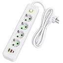 Pagarinātājs 4 rozetes + 2x USB-A + USB-C JNH021-4A White