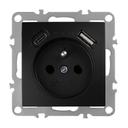 Egyszeres földelt aljzat + USB-A USB-C OSTE JNH004-G Black