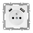 Egyszeres földelt aljzat + USB-A USB-C OSTE JNH004-G White