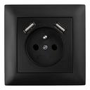 Ühekohaline maandusega pistikupesa + 2x USB-A OSTE JNH003-G Black