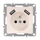 Ühekohaline maandusega pistikupesa + 2x USB-A OSTE JNH003-G Beige