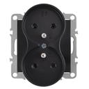 Doble enchufe con toma de tierra OSTE JNH002-G Black