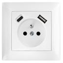 Egyszeres földelt aljzat + USB-A USB-C OSTE JNH004-G White