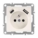 Single grounded socket + USB-A USB-C OSTE JNH004-G Beige