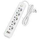 Pagarinātājs 5 ligzdas + 2x USB-A + USB-C JNH022-5A White