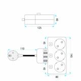 Listwa zasilająca 3 gniazda + 3x USB-A + USB-C JNH018 Biała
