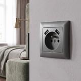 Ühekohaline maandusega pistikupesa + 2x USB-A OSTE JNH003-G Grey