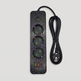 Pikendusjuhe 3 pistikupesa + 2x USB-A + USB-C JNH020-3A Black
