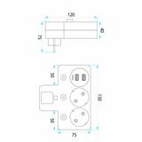 Steckdosenleiste 2 Steckdosen + 2x USB-A + USB-C JNH0-17 White