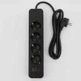 Multipresa con prolunga, 4 prese + 2 porte USB-A + USB-C JNH021-4A Black
