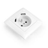Ühekohaline maandusega pistikupesa + USB-A USB-C OSTE JNH004-G White