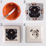 Single grounded socket with frame + 2x USB-A OSTE JNH003-G Beige
