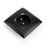 Ühekohaline maandusega pistikupesa + 2x USB-A OSTE JNH003-G Black