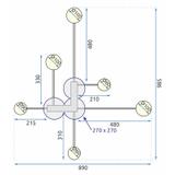 MODERN 6-ARMAD LED TAKLAMPA APP521-6C Svart