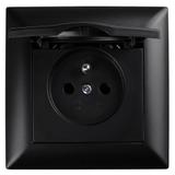Vienvietīga rozete ar zemējumu un vāciņu OSTE JNH005-G Black