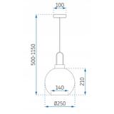 Hängande taklampa i glas, kula 25 cm APP630-1CP