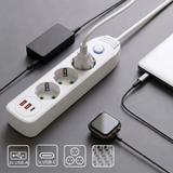 Multipresa con prolunga, 3 prese + 2 porte USB-A + USB-C JNH024-3B White