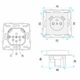 Ühekohaline maandusega pistikupesa + 2x USB-A OSTE JNH003-G Grey