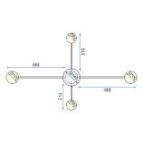 TAKLAMPA 4-ARMAD LED APP519-4C Svart