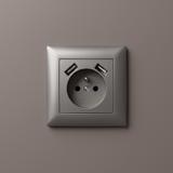 Ühekohaline maandusega pistikupesa + 2x USB-A OSTE JNH003-G Grey