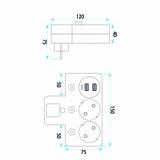 Steckdosenleiste 2 Steckdosen + 2x USB-A + USB-C JNH0-17 Black