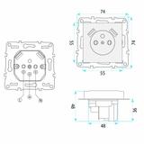 Ühekohaline maandusega pistikupesa + 2x USB-A OSTE JNH003-G Grey