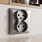 Double prise avec mise à la terre et cadre OSTE JNH002-G Grey