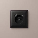 Ühekohaline maandusega pistikupesa + 2x USB-A OSTE JNH003-G Black