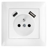 Ühekohaline maandusega pistikupesa + USB-A USB-C OSTE JNH004-G White