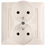 Double grounded socket with frame OSTE JNH002-G Beige