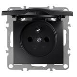 Vienvietīga rozete ar zemējumu un vāciņu OSTE JNH005-G Black